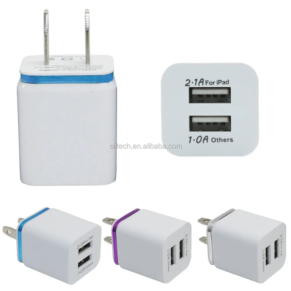 For Iphone Dual USB Wall Charger Full 5V 2.1A 1A Travel Adapter US EU plug AC Power Adapter 2 port Colorful Wall Charger