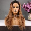 Black Women Favorite 150% Density Ombre Light Brown Color Deep Curly Style Peruvian Virgin Hair Lace Front Human Wigs With Comb