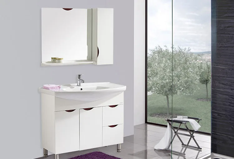 White mirrored american custom cheap single wooden bathroom vanity