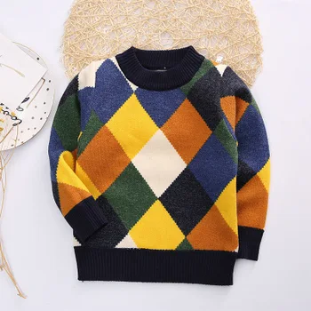 Hao Baby New Winter Boys Fashion Diamond Round Collar Color Sweater , Buy Baby Boy Sweater Designs,Boy Kid Sweater,Wool Sweaters Children Product on