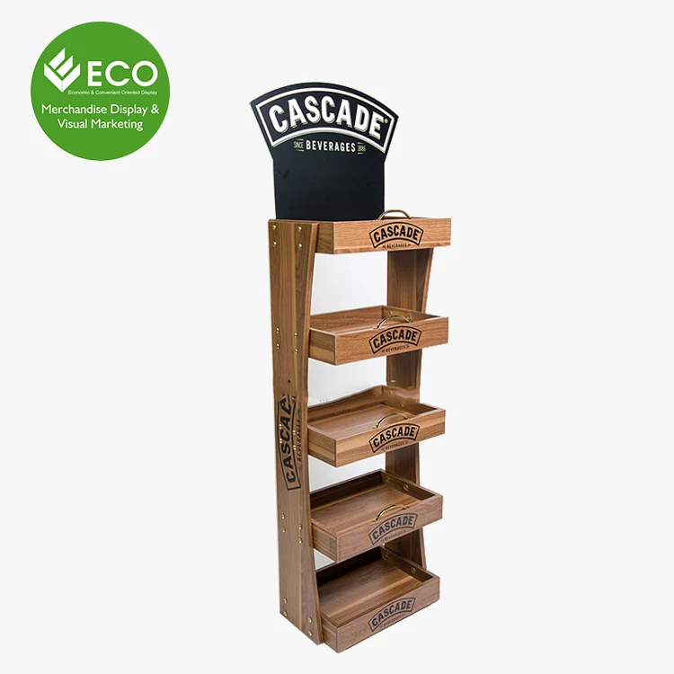 Custom Size Stable Beer Wood Display Stand For Can Bottle Water