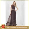 AED08 One Shoulder Brown Special Occasion Gowns 2015 New Fashion A-Line Long Tulle Luxury Crystal Evening Dress