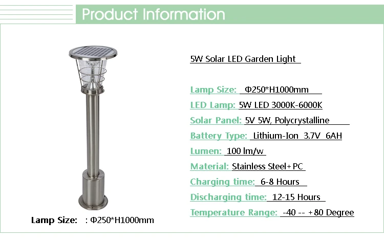 High Power 5W Super Bright Integrated Solar Led Garden Lights