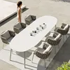 2019 modern leisure waterproof garden balcony terrace woven rope table and chairs Patio aluminium dining outdoor furniture