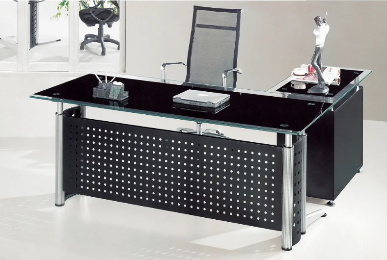 Modern Manager Desk Wholesale Modern L Shaped Tempered Glass Computer