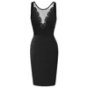 Grace Karin Women Sleeveless Deep V-Back Lace Patchwork Hips-Wrapped Bodycon Pencil Dress CL010829
