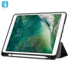 for iPad 9.7 Inch 2018 Case with Pencil Holder Lightweight Soft TPU Back Cover and Trifold Stand with auto sleep wake