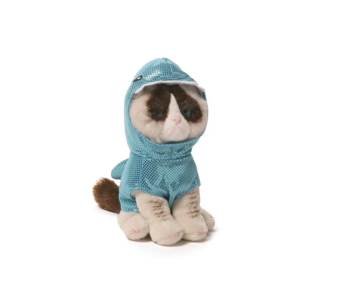 Grumpy Cat Shark Plush Stuffed Animal Toy with Sticker Book