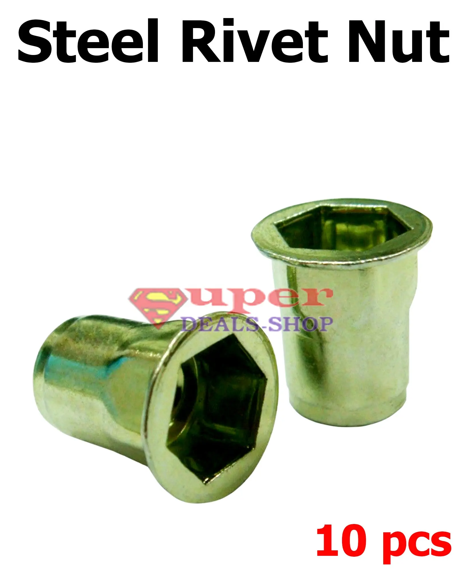 Bag of 10 Sunlite Rivnut M5 x 12mm Rivet Inserts Silver