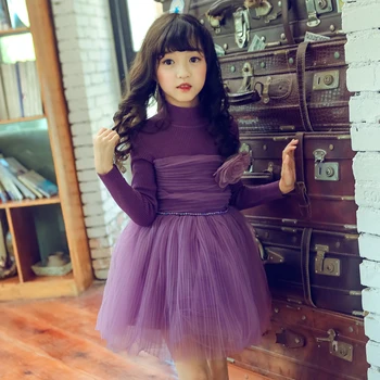 dress baby winter sleeve dresses purple wear years christmas sweaters childrens flower larger