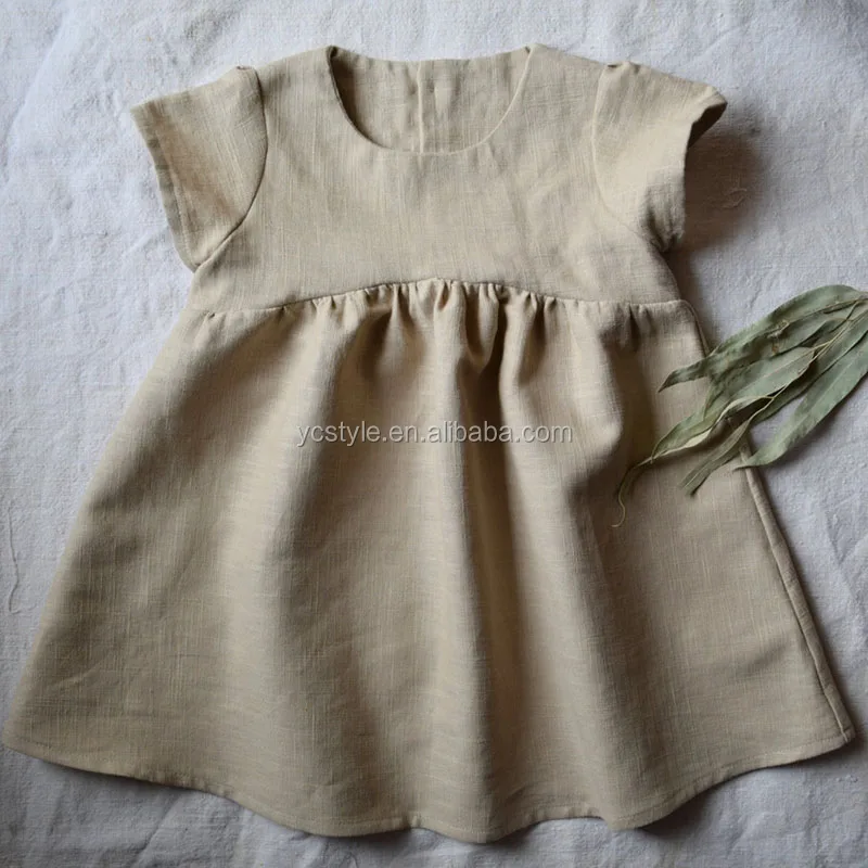 Baby Toddler Girls White Linen Dress With Peter Pan Collar,White Collar