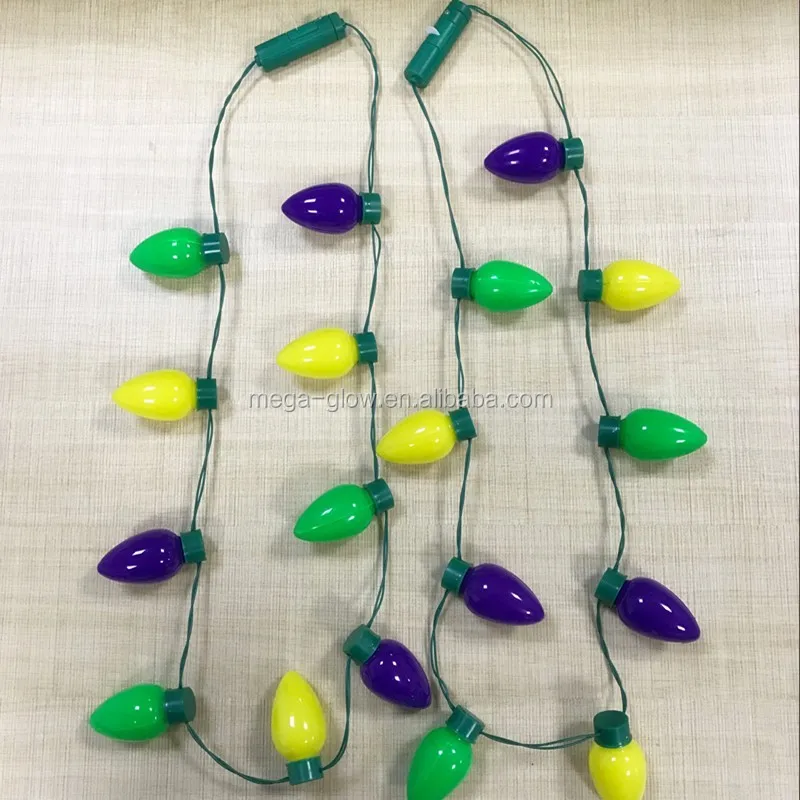 Wholesale Led Christmas Light Necklace Flashing Bulb Necklace Lanyard Carnival Party Decoration