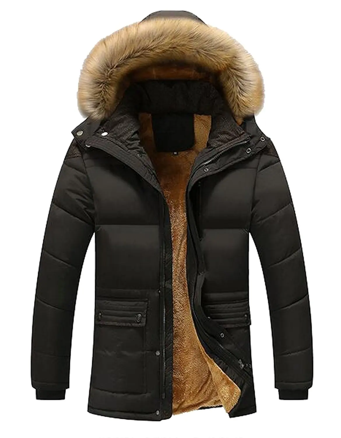 Pandapang Mens Outside Fall Winter Coat Fleece Hoodies Parka Jacket