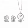 Fashion Costume Jewelry With CZ 925 Sterling Silver Fox Necklace Earrings Jewelry Set