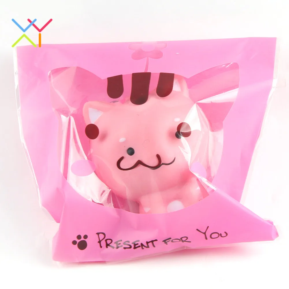 customized PU foam pink cat squishy mini most popular animal squishies pressure releasing scented slow rising squishies