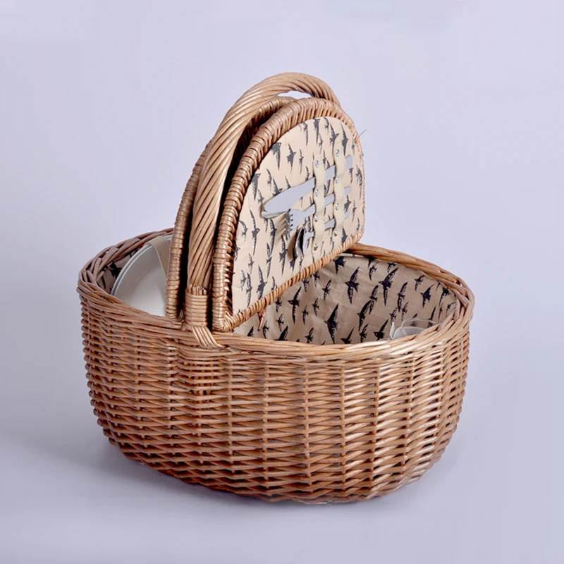 Cheap Handmade Custom Wicker Crafts Storage Baskets With Handles Picnic
