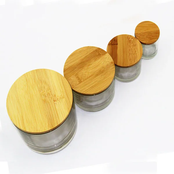Various Size Glass Candle Jars With Wooden Lids,Wood Lid For Candle Jar