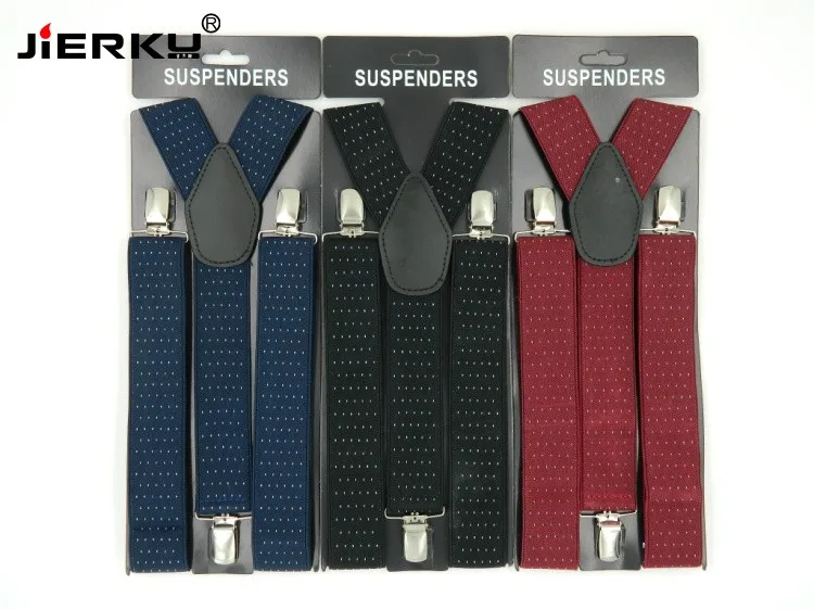 Jierku Brand High Quality Men S Leather Suspenders Clips Braces For