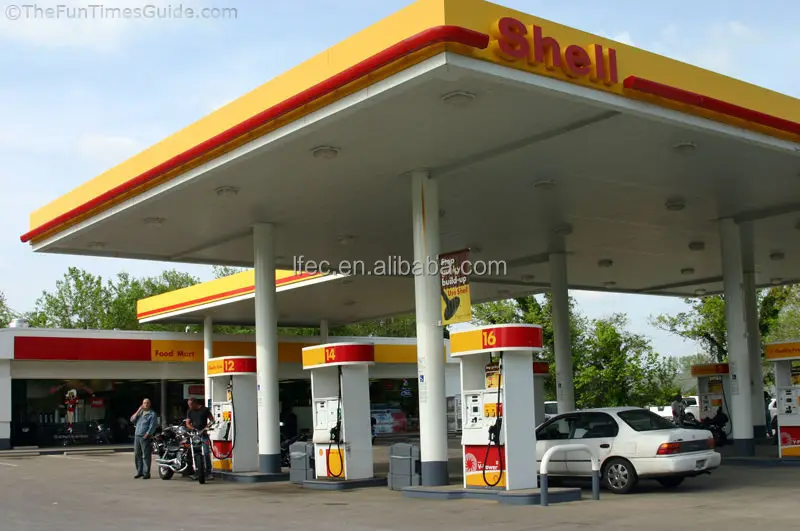 Prefab Light Steel Structure Construction Cost of Gas Station Canopy