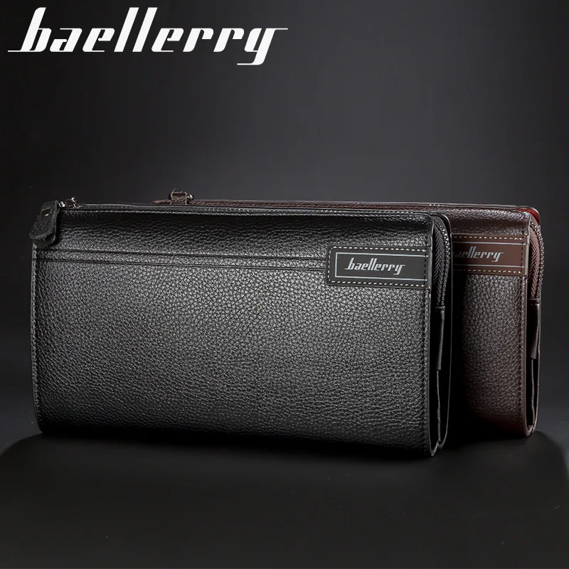 2019 Baellerry Wholesale Luxury Long Zipper Travel Leather Wallet for Men Big Capacity Clutch Men's Purse Wallet