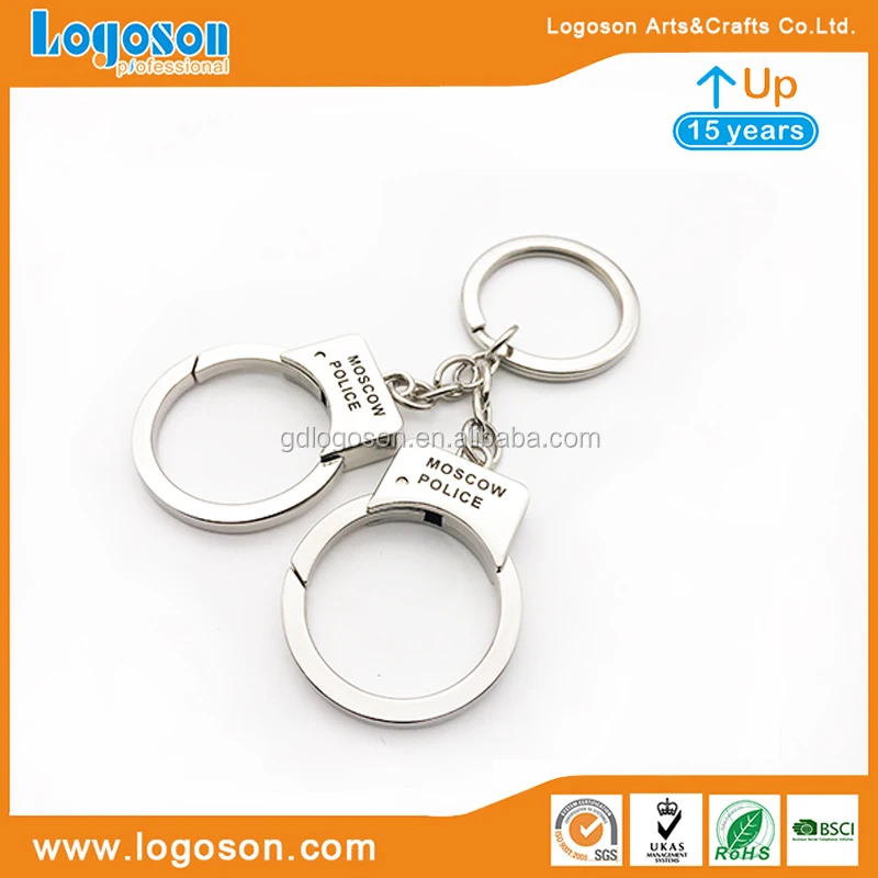 Customize Mini Handcuffs Keychain Wholesale Engraved Keyring With Key