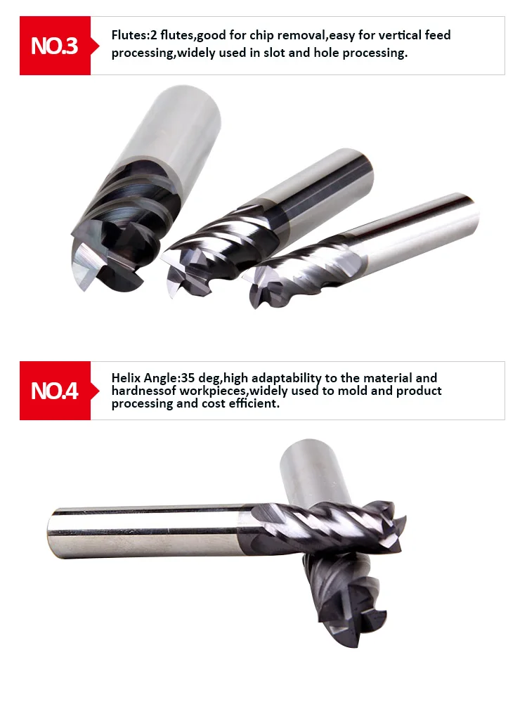 Cnc Milling Cutter Hrc 4560 Tungsten Solid Carbide Square End Mills