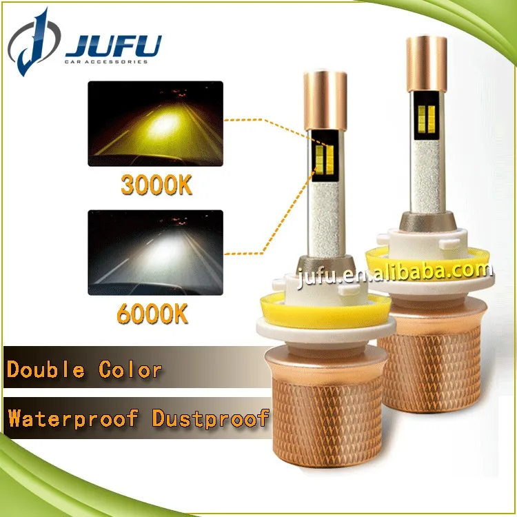 50w 5500lm Dual Color Car Led Headlight H1 H3 H4 H7 H8 H9 H11 9005 9006