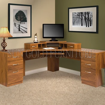 Modern Used Home Office Furniture L Shape Wooden Corner