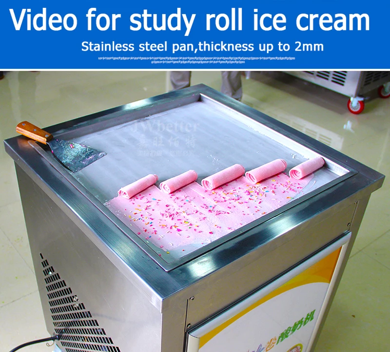 CE Approved Commercial Ice Cream Roll Pan Machine