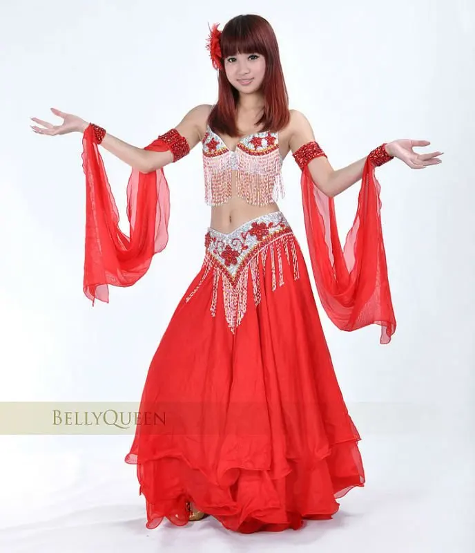 sparkling red costume belly dance,belly dancing costumes,BellyQueen ...