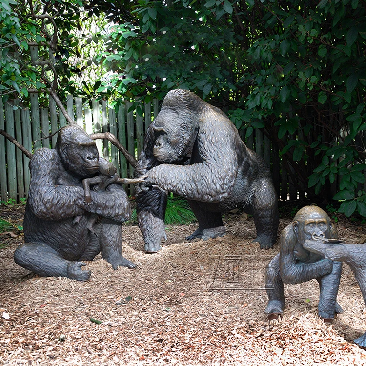 Families Life Size Bronze Garden Gorilla Statues