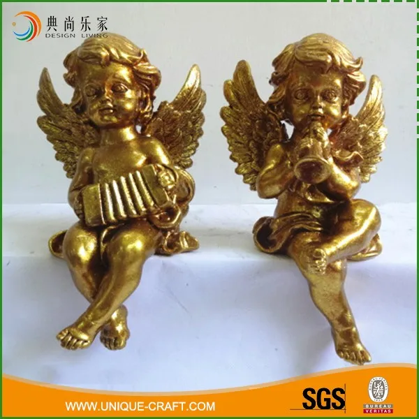 Creative wholesale OEM small gold sitting resin angel wings