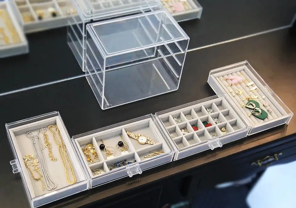 2018 Countertop Acrylic Jewelry Display Case For Necklace/earring/ring