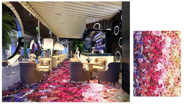 Floral Design 3D Printed Carpet From Guangzhou Hotel Corridor Carpet Guestroom Carpet