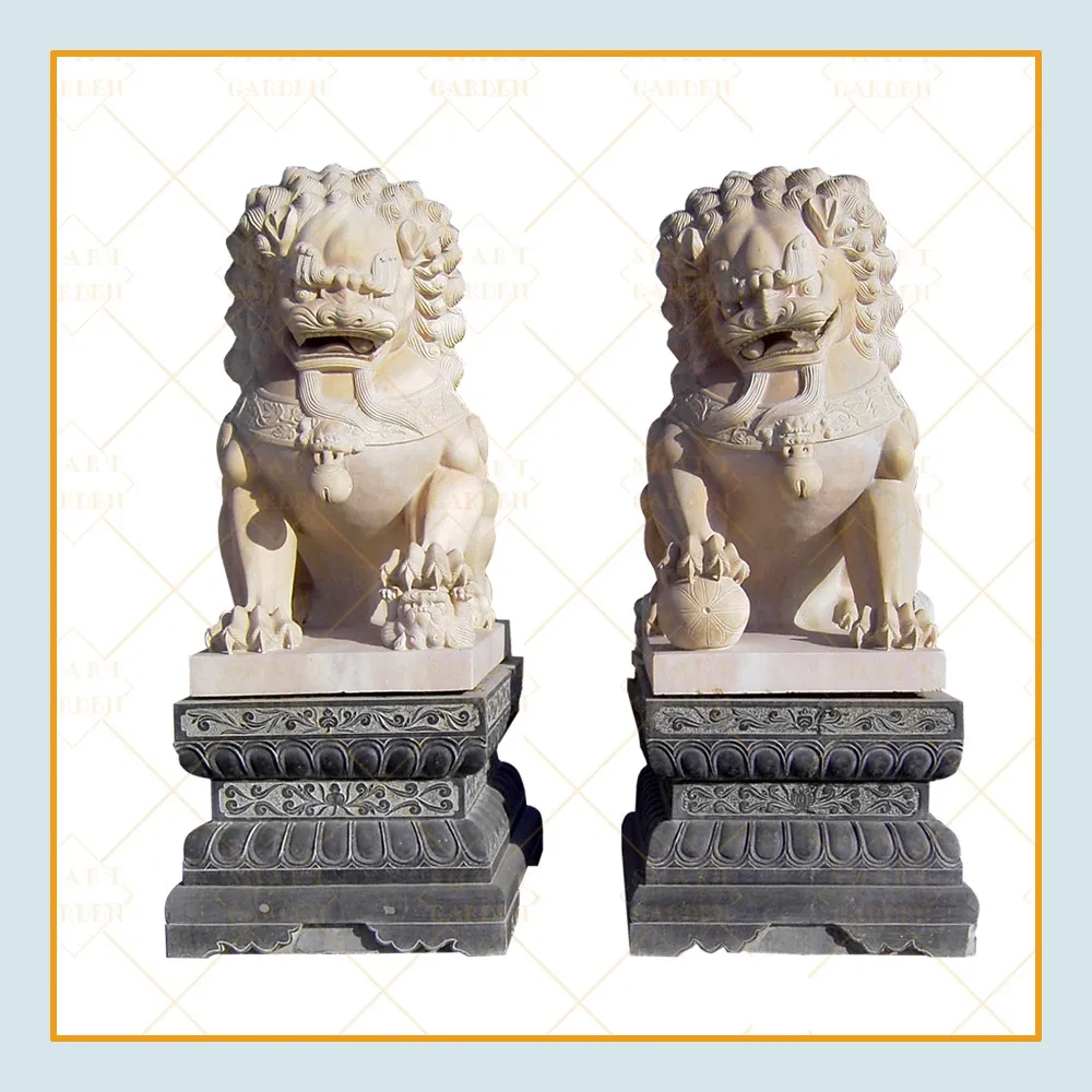 Chinese Fengshui Character Giant Marble Animal Foo Dog Statues Sale