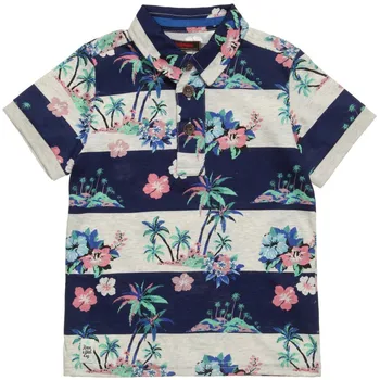 Boys Striped All Over Hawaiian Print Polo T-shirt,Hawaiian Polo Shirts ...