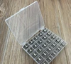 Useful 25Pcs Clear Empty Bobbins Spool Metal Case With 25 Grid Storage Case Box for Sewing Machine Reels