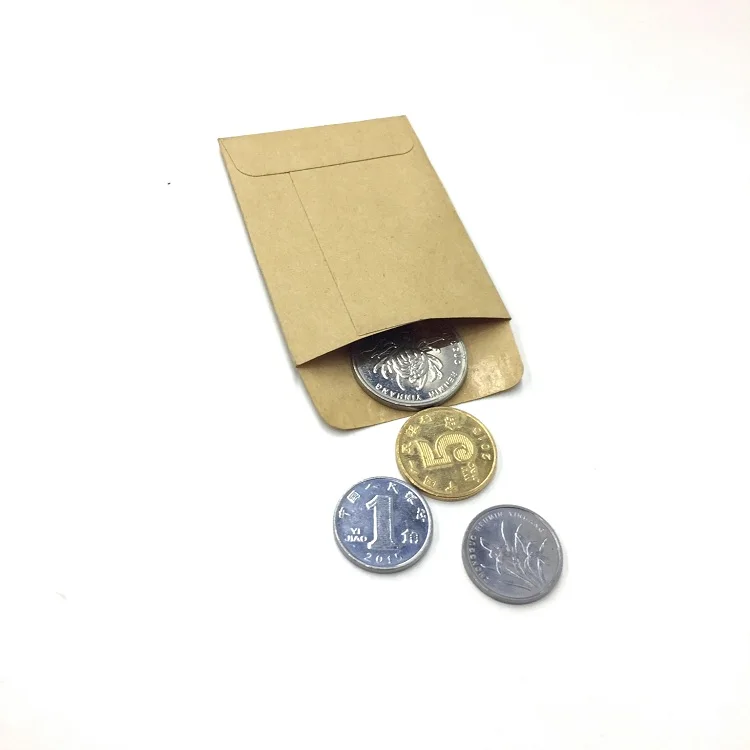 Best Selling Cheap Mini Kraft Paper Custom Coin Envelopes With Water Gule