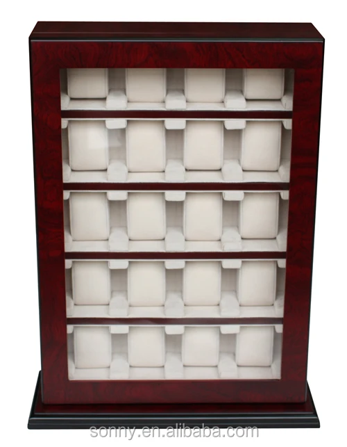 20 Slots Vertical Wall Mounted Wooden Watch Box Display, View