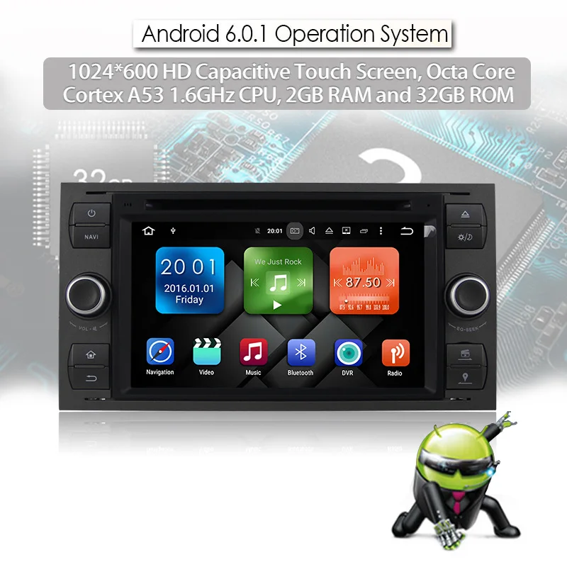 Perfect JSTMAX Android 6.0 2 Din Octa 8 Core Car DVD Player GPS Navigation WIFI 4G for FORD S-Max Kuga Fusion Transit Fiesta Focus II 6