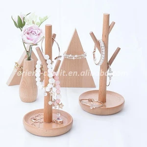 1Pc Natural Wood Tree Shape Bangle Key Ring Display Holder / Bracket, Jewelry Display Cabinets / Tool, Jewelry Supplies