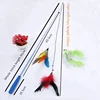 Fishing cat 3pcs Replaceable Feather Head Wand Teaser Toys Interactive Retractable Stick Kitten Cat Teaser Toys
