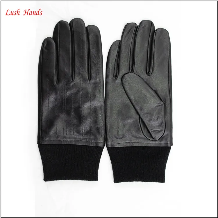 Leather gloves for men with wool knit cuff make you warm