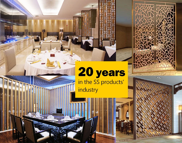 Custom Indoor Lobby Partition Design Hotel Dining Room Stainless