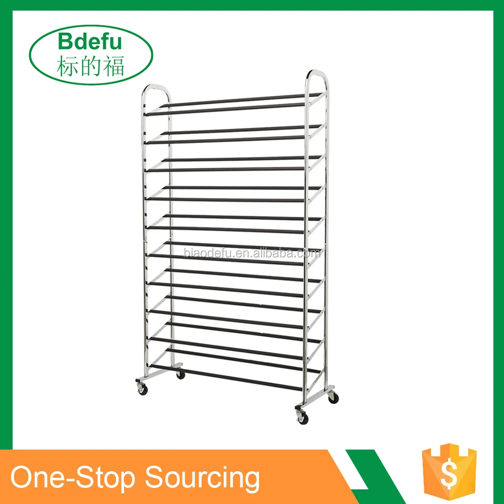 Chrome 10 Tier 50 Pair Stainless Steel Shoe Rack Sturdy Rolling Steel Shoe Organizer With Non Slip Bars Buy Stainless Steel Rak Sepatu Saling Sepatu Organizer Organizer Sepatu Dengan Non Slip Bar Product On Alibaba Com