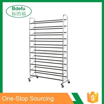 Chrome 10 Tier 50 Pair Stainless Steel Shoe Rack Sturdy Rolling Steel Shoe Organizer With Non Slip Bars Buy Stainless Steel Shoe Rack Interlocking Shoe Organizer Shoe Organizer With Non Slip Bars Product On Alibaba Com