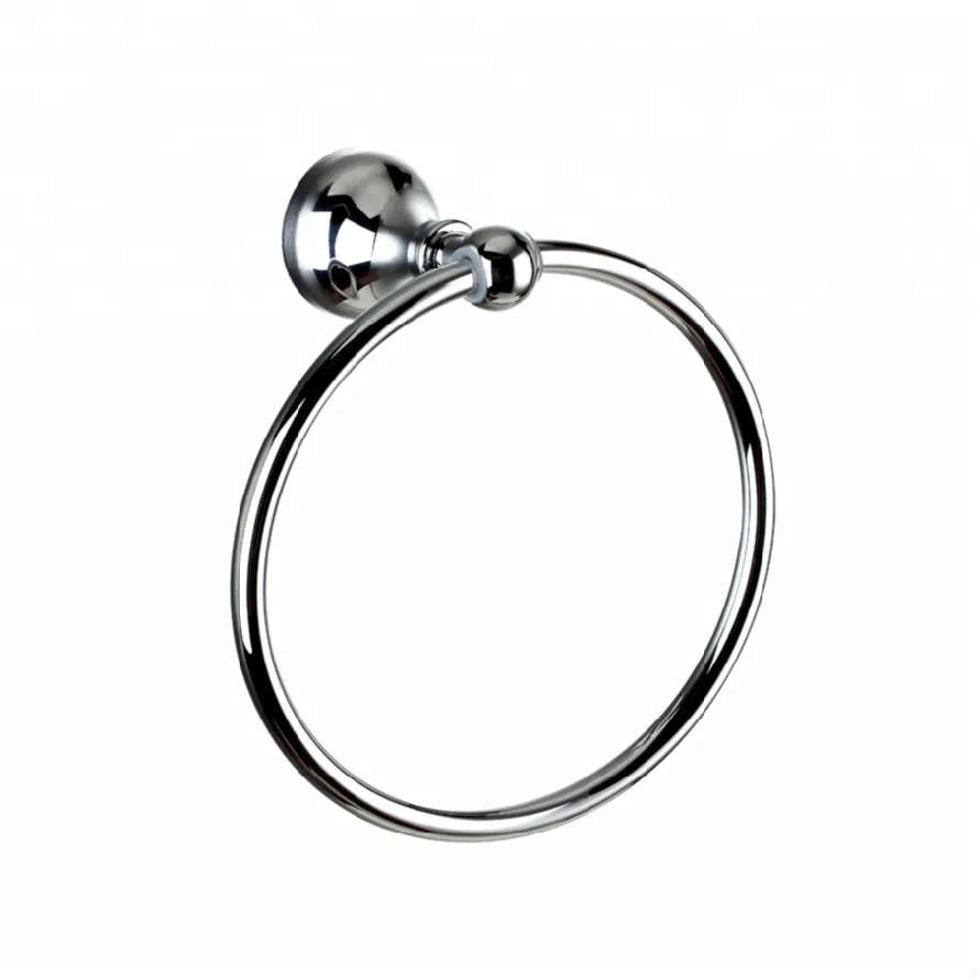 
Metalique Sanitary Ware Metal Brass Chrome Finish Wall Mounted Square Round Towel Ring Holder Hanger Rod 59042 