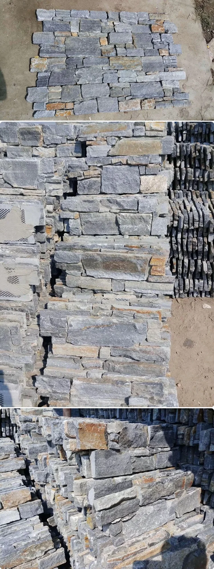 Natural Cement Wall Cladding Blue Quartzite Stone Panel