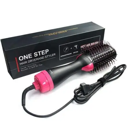 Professional 1000W Hair Dryer Brush 2 In 1 Hair Straightener Curler Comb Electric Hair Brush Roller Styler