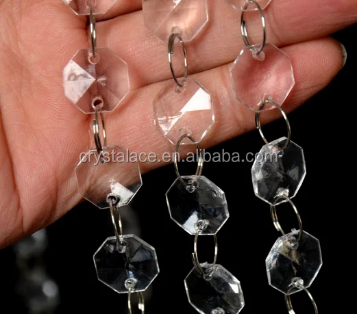 String Chandelier beads, octagon acryl beads, acrylic curtain stones in chain for decoration